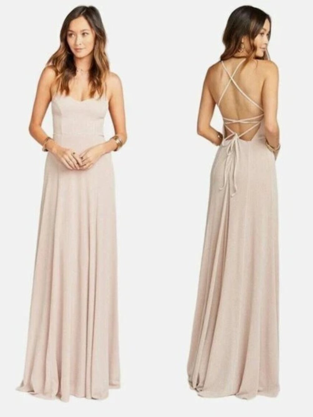 Show Me Your Mumu XXS Godshaw Goddess Gown Gray Neutral Soft Pink Maxi Dress